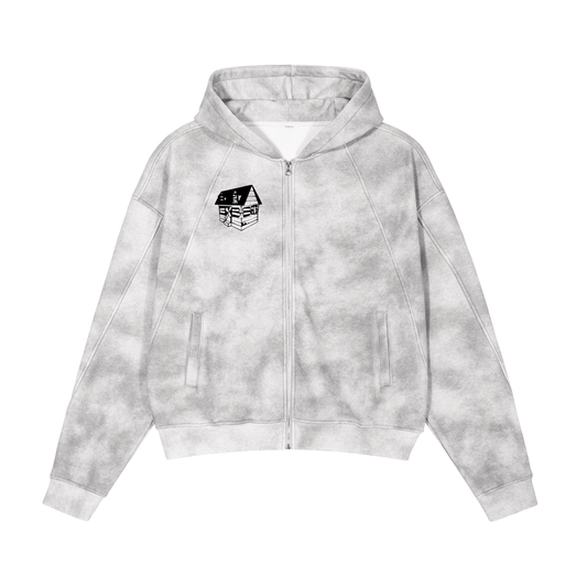 Bando Dirty Washed Zip-Up Fleece Hoodie