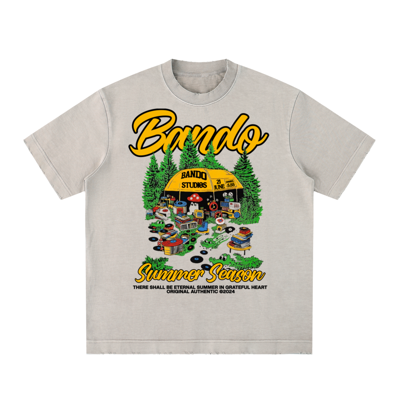 Vintage Washed Frayed Bando Summer Season T-Shirt