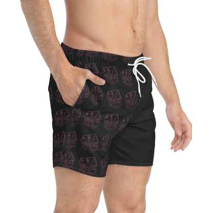 Bando Pattern Swim Trunks | Black Pink AOP Shorts