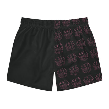 Bando Pattern Swim Trunks | Black Pink AOP Shorts