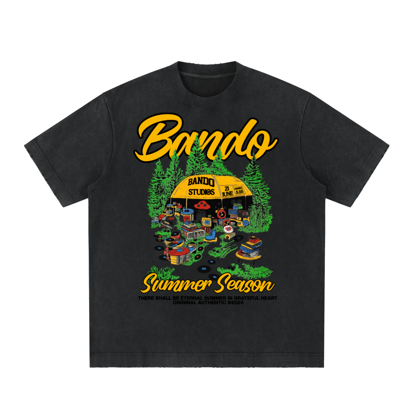 Vintage Washed Frayed Bando Summer Season T-Shirt